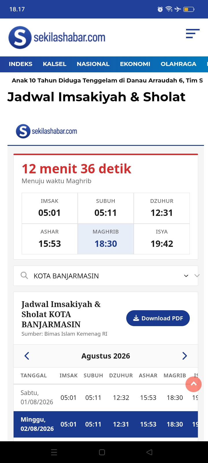 Screenshot Sekilas Habar